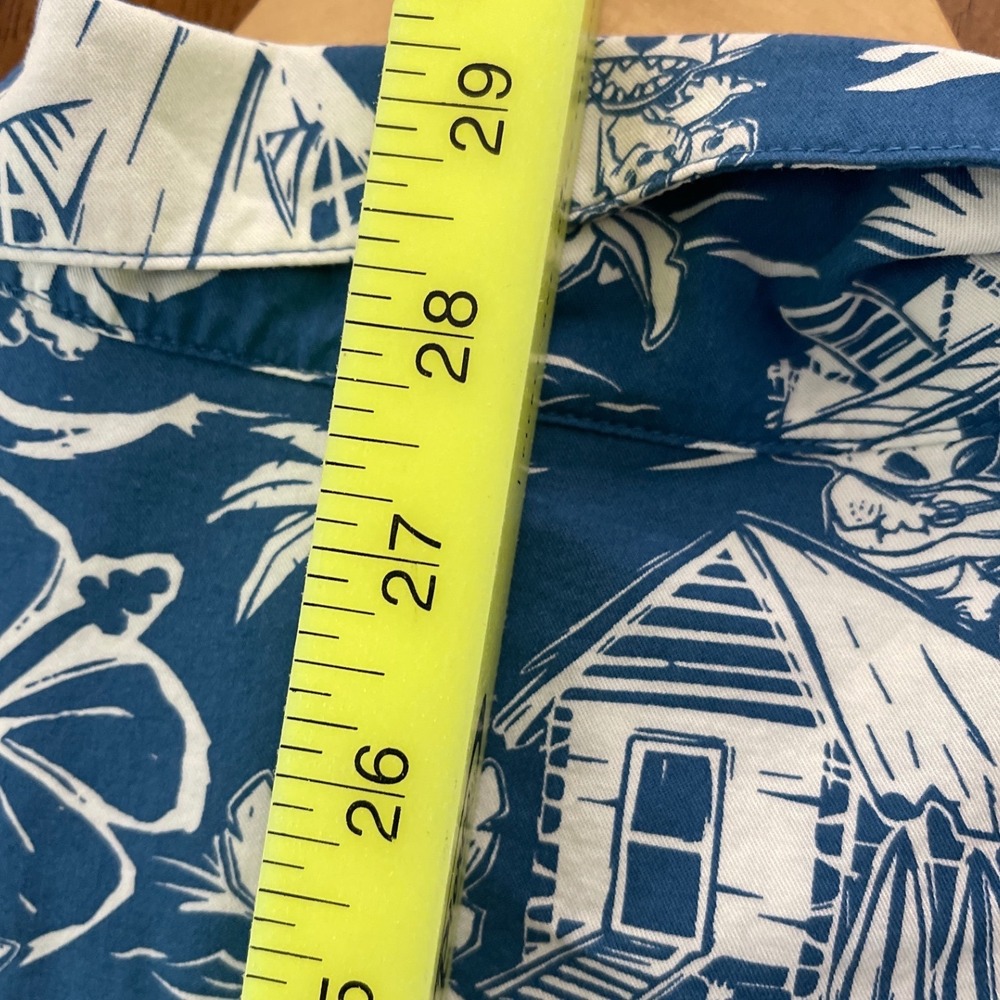 Disney Mens Stitch Hawaiian Shirt Blue White Tropical Surf Button Down Medium - Picture 5 of 5